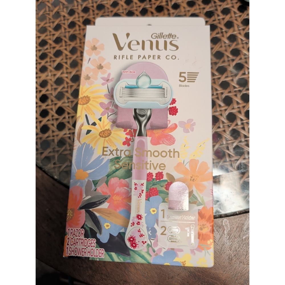 Gillette Venus Rifle Paper Co Extra Smooth Sensitive Razor 2 Cartridges Holder